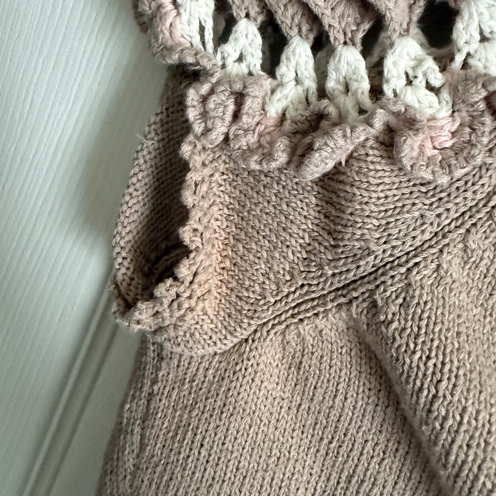 Anthropologie Knitted and Knotted Crochet Cap Sleeve Knit Cropped Bolero - Picture 5 of 5